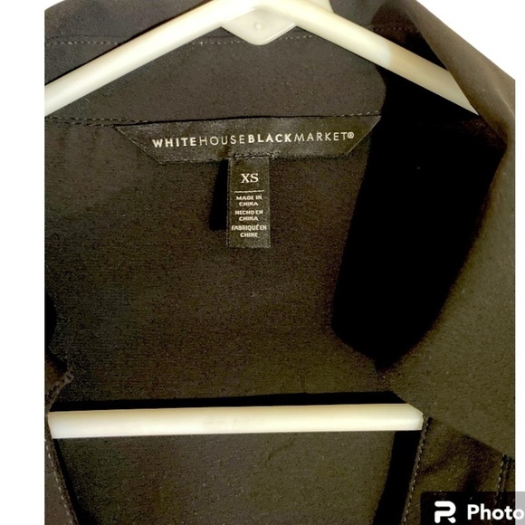 White House Black Market Black Rhinestone Sheer Blouse XS - Picture 9 of 10